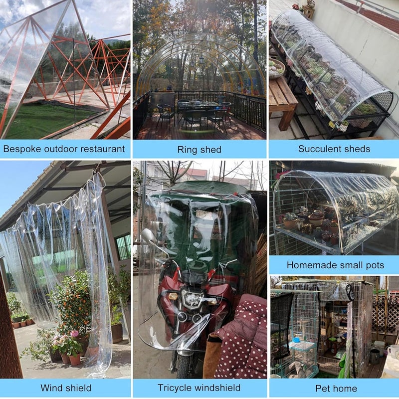 LC&QS Clear Tarp 3x6ft Clear Tarps Heavy Duty Water Resistant,14Mil Thickened Transparent Tear Resistant PVC Vinyl Tarpaulin Enclosurewith Grommets and Reinforced Edges for Patio,Porch and Outdoor - Image 3